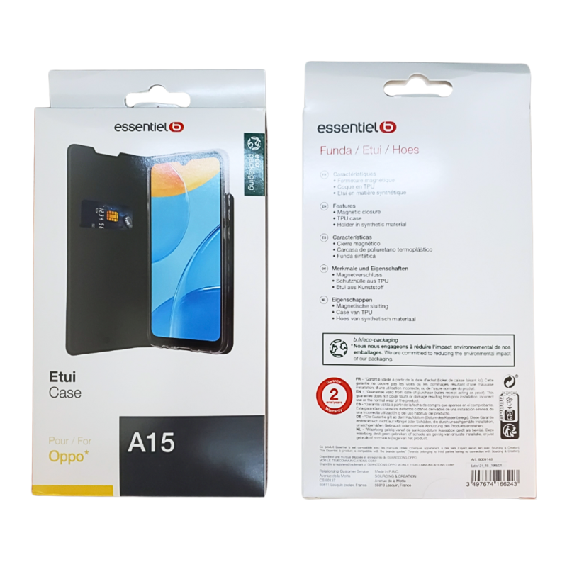 Etui ESSENTIELB pour Oppo A15 Noir — Accessoire · Smarty Paris 18e